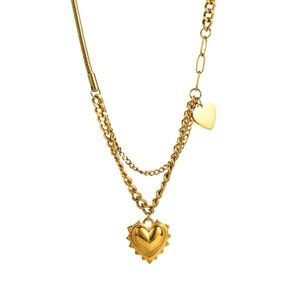 2 hearts double chain necklace